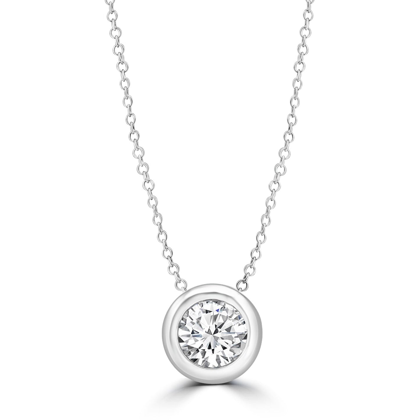 Diamond Round Necklace with 0.20ct Diamonds in 9K White Gold