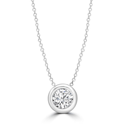 Diamond Round Necklace with 0.20ct Diamonds in 9K White Gold