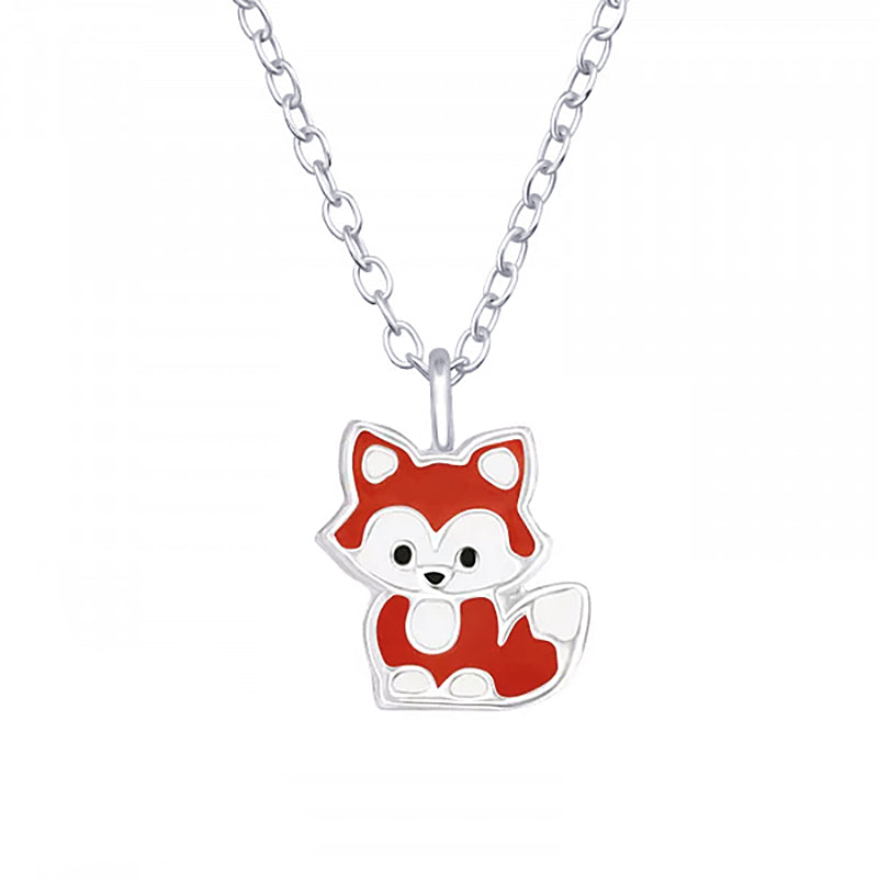Enamel Fox Pendant with 40cm Chain + 5cm Extender