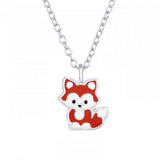 Enamel Fox Pendant with 40cm Chain + 5cm Extender