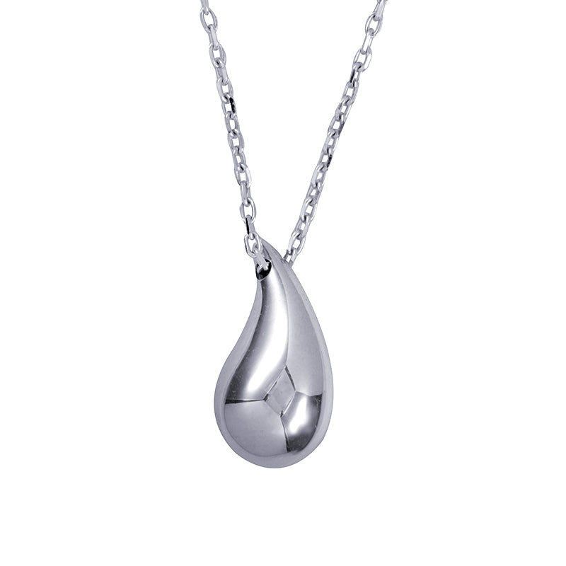 Teardrop Pendant with Diamond Cut Cable Chain