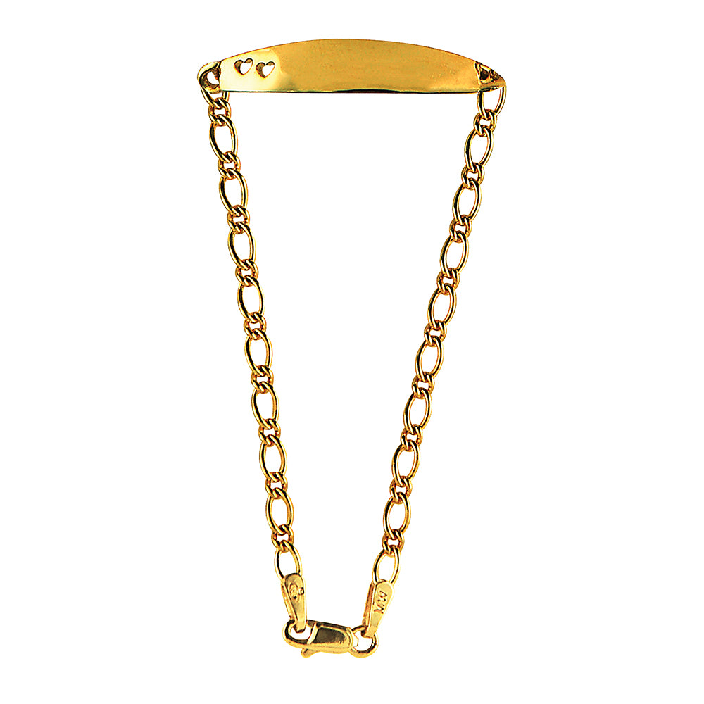 Oval Figaro 1.1 Child ID with 2 Cut out Hearts Bracelet