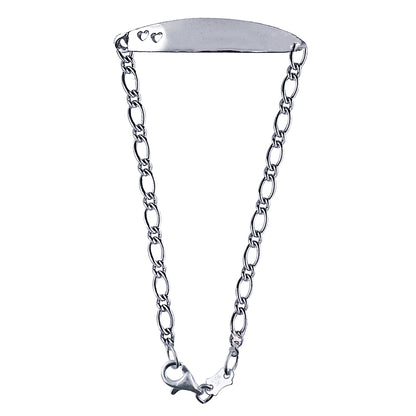 Oval Figaro 1.1 Child ID with 2 Cut out Hearts Bracelet