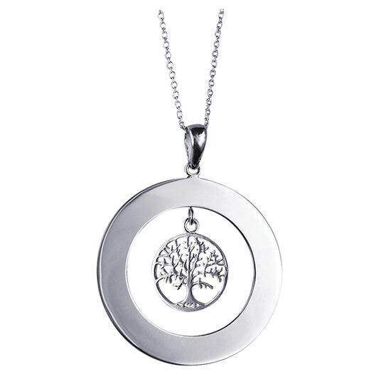 32mm Open Circle Engraving Disc Pendant + 15mm ‘Tree of Life’ with 40cm Chain + 5cm Extender