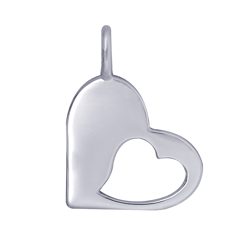 Heart Pendant with Small Cut-Out Heart