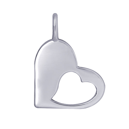 Heart Pendant with Small Cut-Out Heart