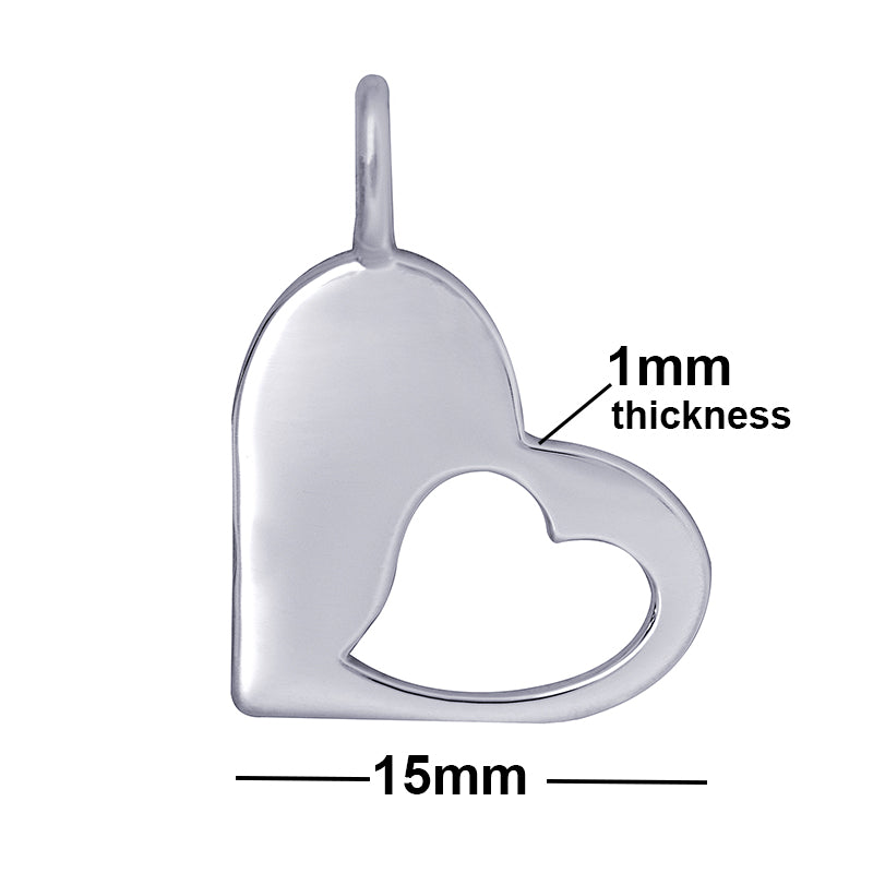 Heart Pendant with Small Cut-Out Heart