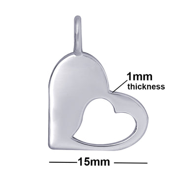 Heart Pendant with Small Cut-Out Heart