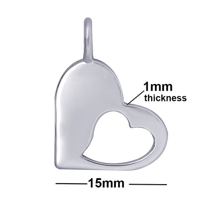 Heart Pendant with Small Cut-Out Heart