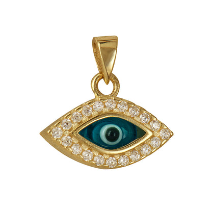 White Cz Greek Eye Pendant