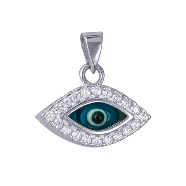 White Cz Greek Eye Pendant