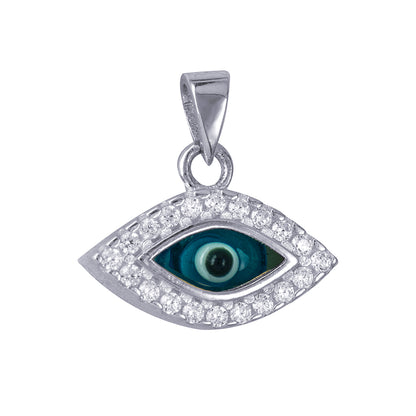 White Cz Greek Eye Pendant