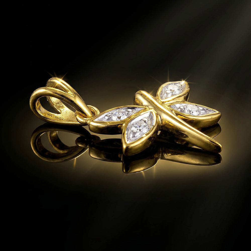 White Cz Dragonfly Pendant