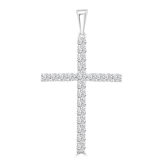 Diamond Cross Pendant with 0.50ct Diamonds in 9K White Gold - PC-0171-W