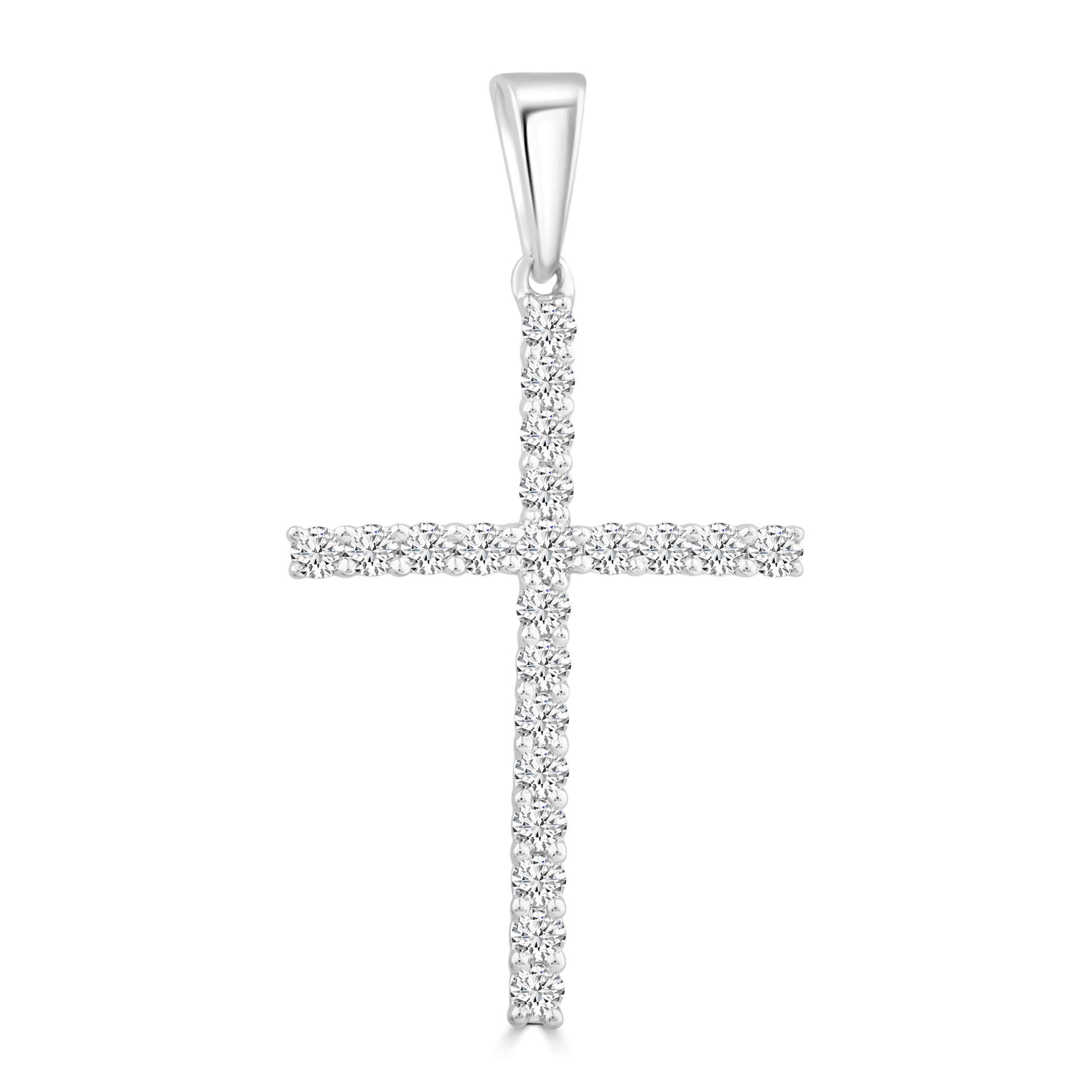 Diamond Cross Pendant with 0.25ct Diamonds in 9K White Gold - PC-0173-W