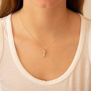 Diamond Cross Pendant with 0.10ct Diamonds in 9K Yellow Gold - PC-0174-Y
