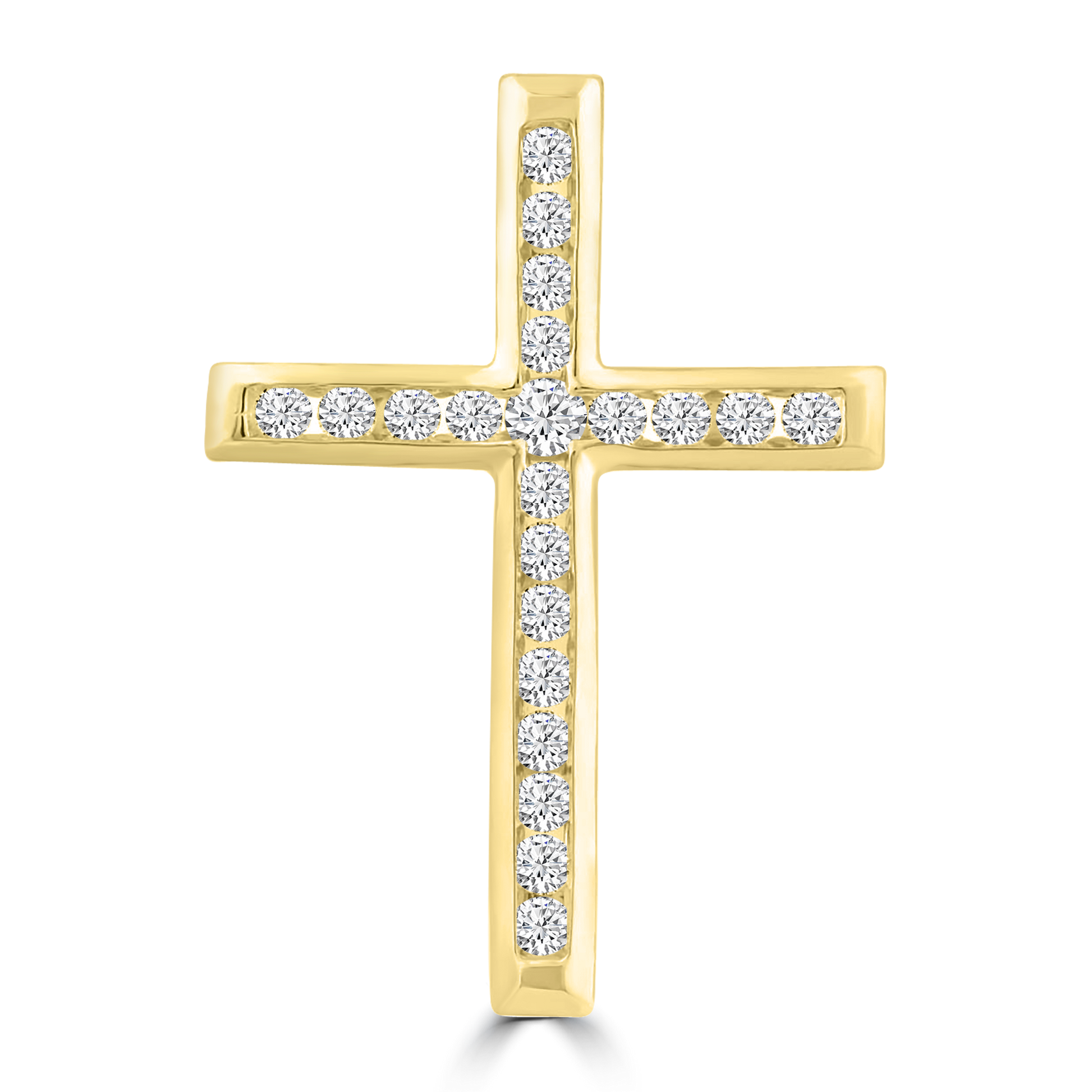Diamond Cross Pendant with 0.25ct Diamonds in 9K Yellow Gold - PC-0187-Y