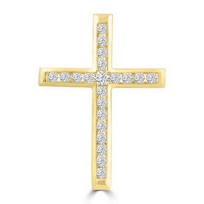 Diamond Cross Pendant with 0.25ct Diamonds in 9K Yellow Gold - PC-0187-Y
