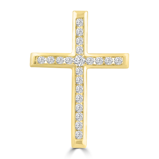 Diamond Cross Pendant with 0.25ct Diamonds in 9K Yellow Gold - PC-0187-Y