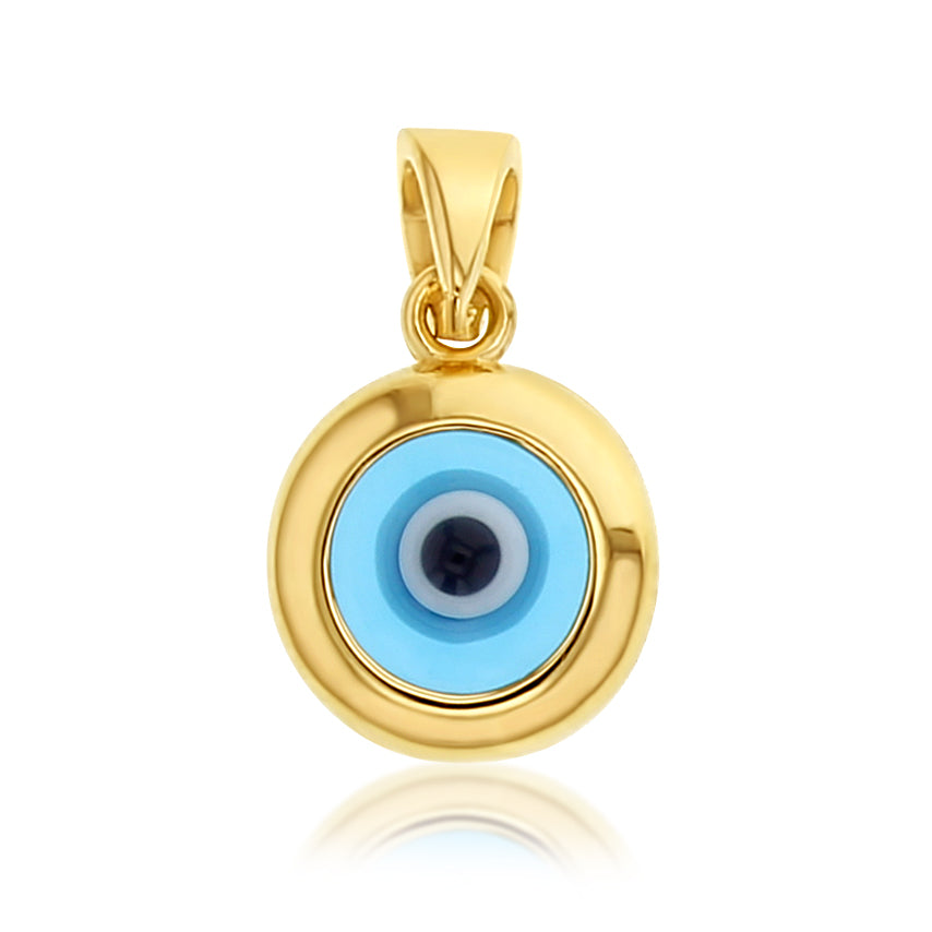 9Y Miniature Round Evil Eye Pendant
