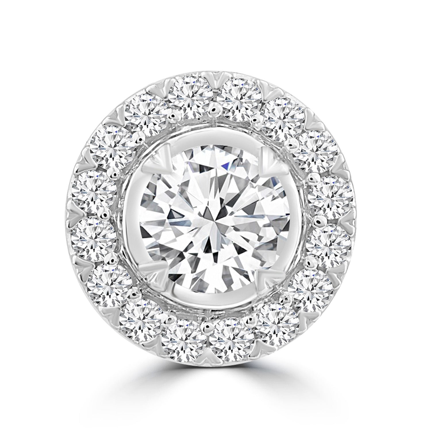 Halo Stud Pendant with 0.33ct Diamonds in 9K White Gold - PF-6140-W