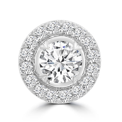 Halo Stud Pendant with 0.33ct Diamonds in 9K White Gold - PF-6140-W