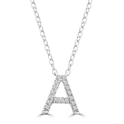 Initial Necklace with Natural Diamonds in 9K White Gold — A, 9kt WG