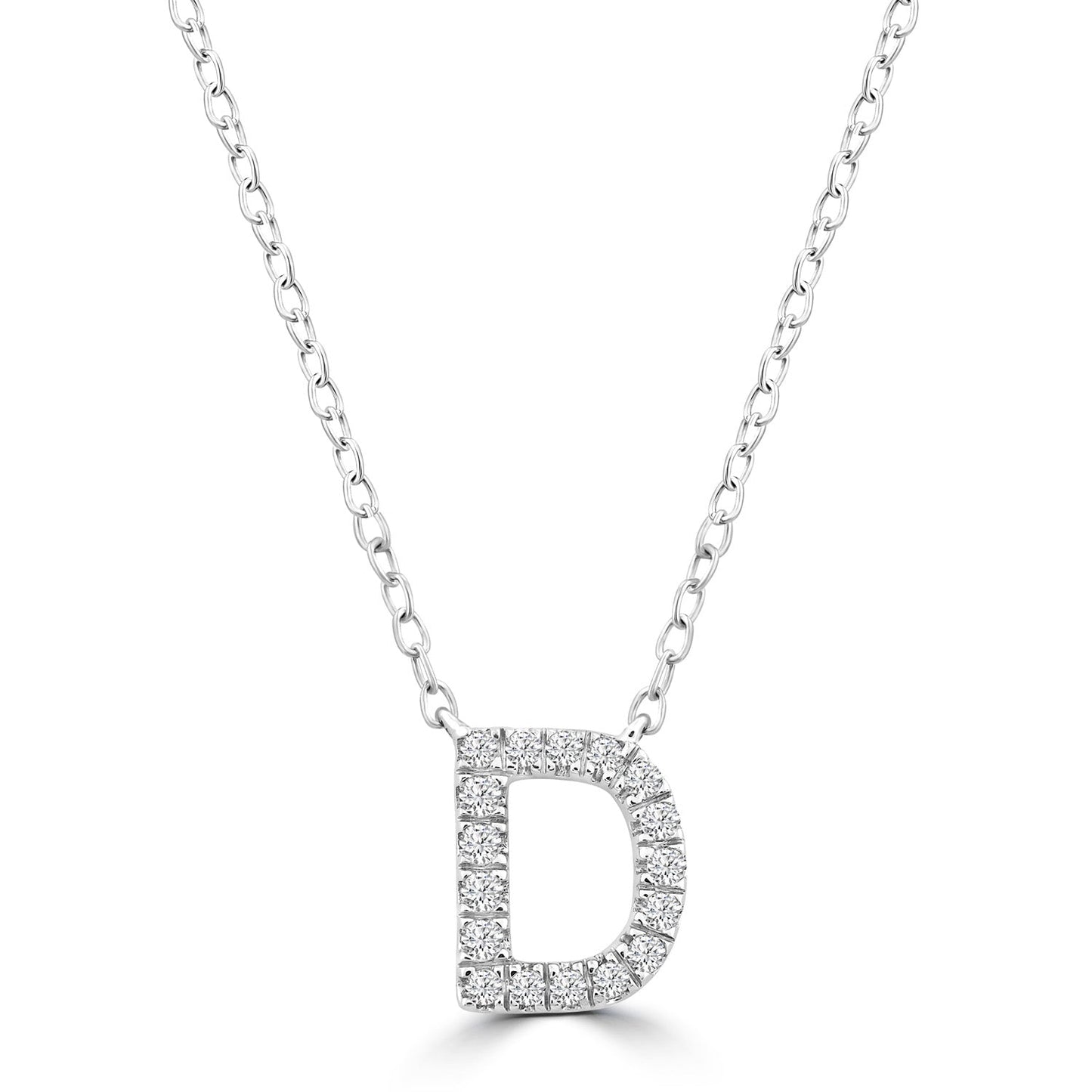 Initial 'D' Necklace with 0.09ct Diamonds in 9K White Gold
