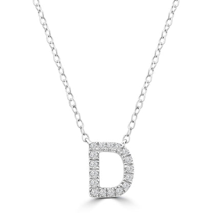 Initial Necklace with Natural Diamonds in 9K White Gold — D, 9kt WG