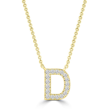 Initial Necklace with Natural Diamonds in 9K White Gold — D, 9kt YG