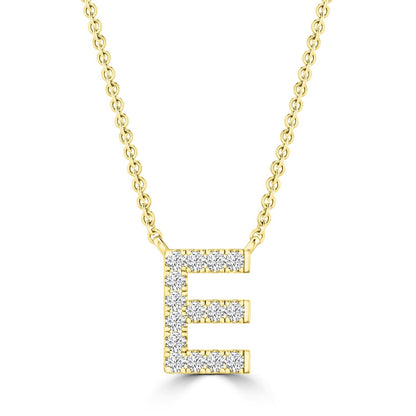 Initial Necklace with Natural Diamonds in 9K White Gold — E, 9kt YG
