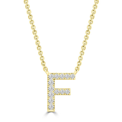 Initial Necklace with Natural Diamonds in 9K White Gold — F, 9kt YG