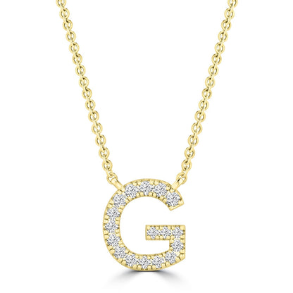Initial Necklace with Natural Diamonds in 9K White Gold — G, 9kt YG