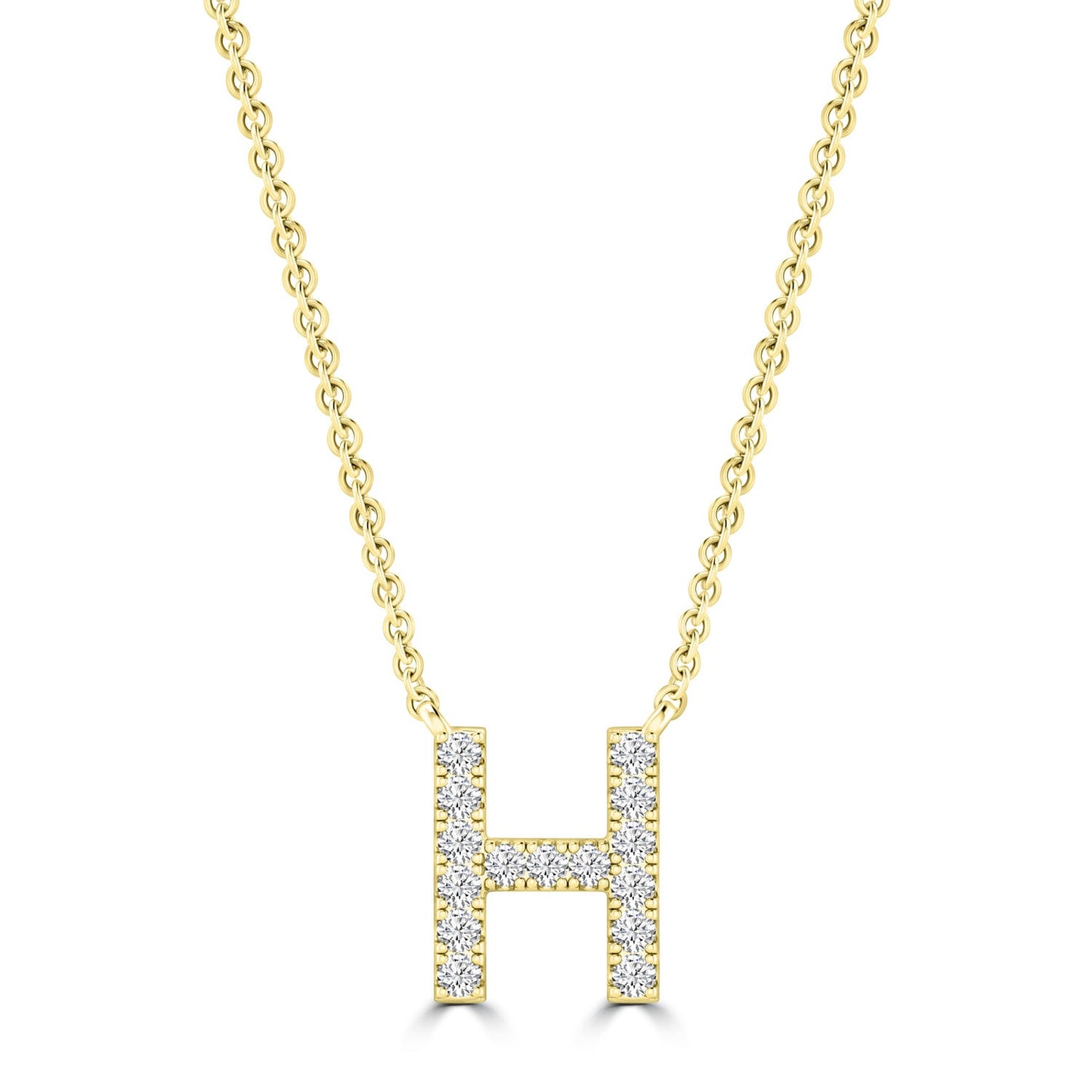 Initial 'H' Necklace with 0.09ct Diamonds in 9K Yellow Gold - PF-6270-Y