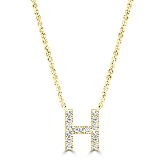 Initial 'H' Necklace with 0.09ct Diamonds in 9K Yellow Gold - PF-6270-Y