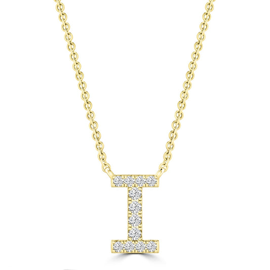 Initial 'I' Necklace with 0.06ct Diamonds in 9K Yellow Gold - PF-6271-Y