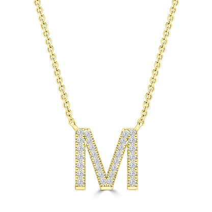 Initial 'M' Necklace with 0.09ct Diamonds in 9K Yellow Gold - PF-6275-Y