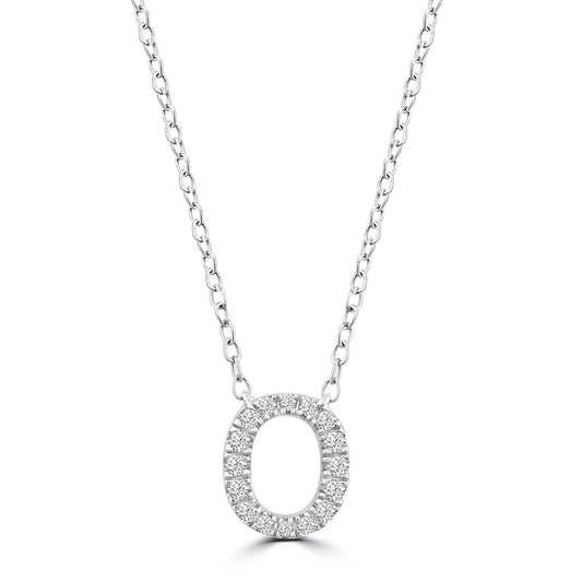 Initial 'O' Necklace with 0.09ct Diamonds in 9K White Gold