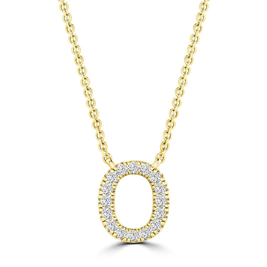 Initial 'O' Necklace with 0.09ct Diamonds in 9K Yellow Gold - PF-6277-Y