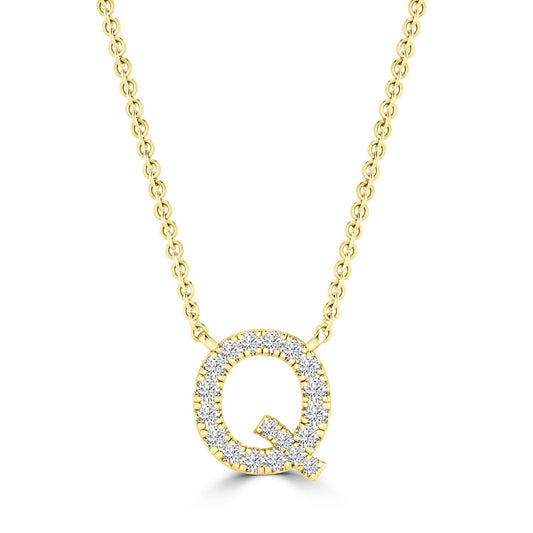 Initial 'Q' Necklace wth 0.09ct Diamonds in 9K Yellow Gold - PF-6279-Y