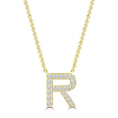 Initial 'R' Necklace wth 0.09ct Diamonds in 9K Yellow Gold - PF-6280-Y