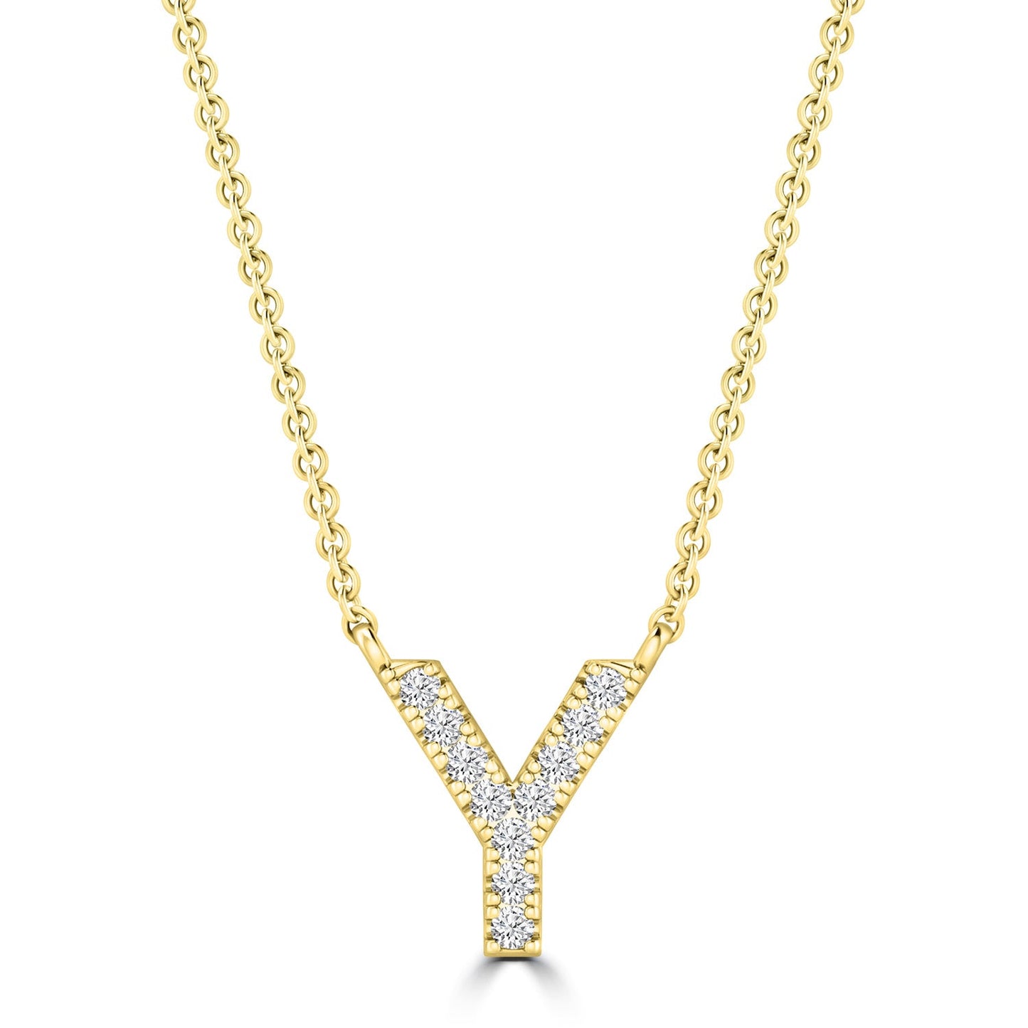 Initial 'Y' Necklace with 0.06ct Diamonds in 9K Yellow Gold - PF-6287-Y