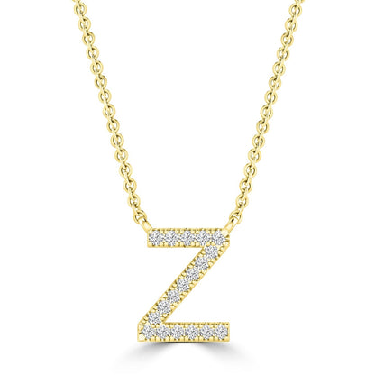Initial Necklace with Natural Diamonds in 9K White Gold — Z, 9kt YG