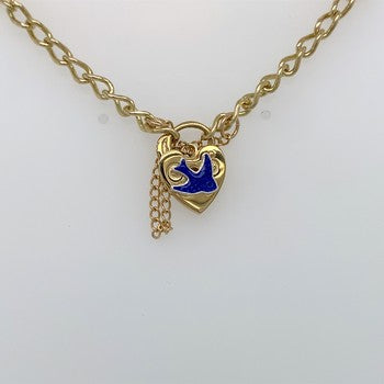 Bluebird  9kt YG Padlock 5.5" Round Curb Bracelet