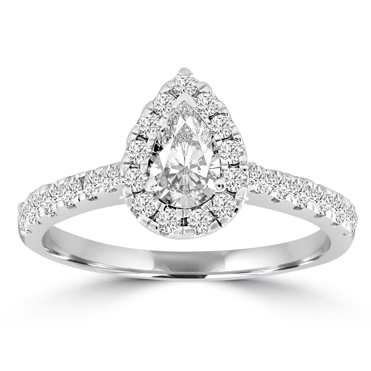 Pear Diamond Ring with 1.00ct Diamonds in 18K White Gold