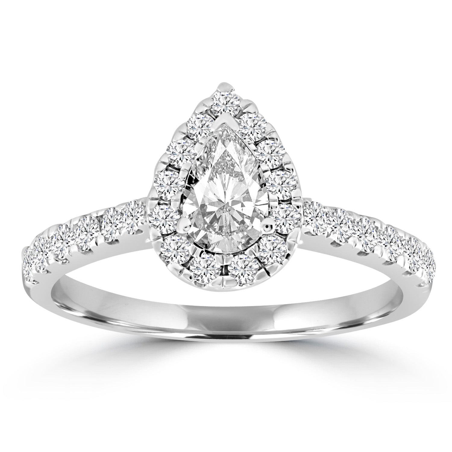 Pear Diamond Ring with 1.00ct Diamonds in 18K White Gold