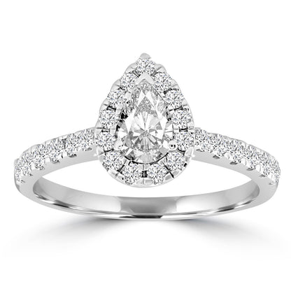 Pear Diamond Ring with 1.00ct Diamonds in 18K White Gold