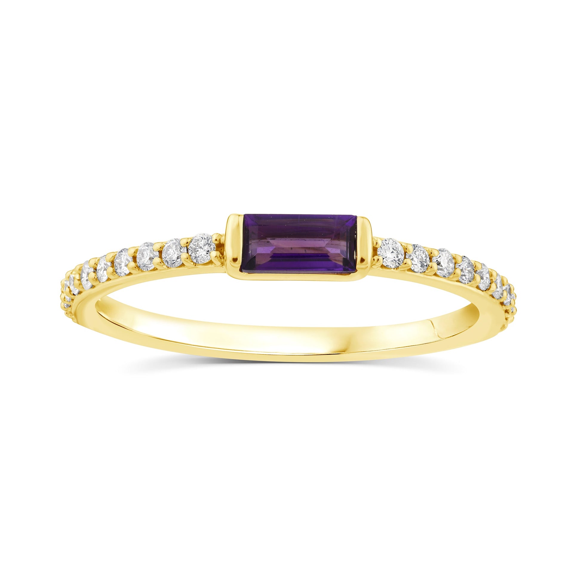 0.16ct HI I1 Diamond and Amethyst Ring in 9K Yellow Gold
