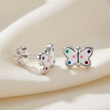 Enamel Polka Dot Butterfly Studs