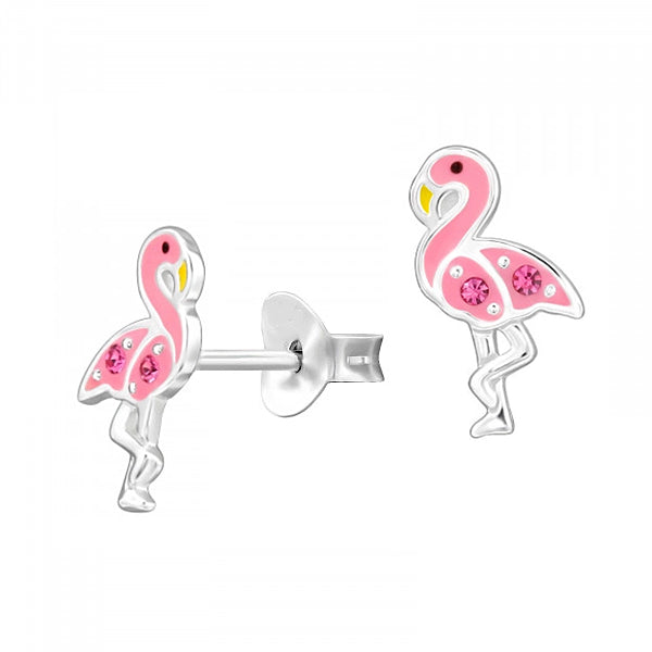 Epoxy Flamingo Studs with Crystals